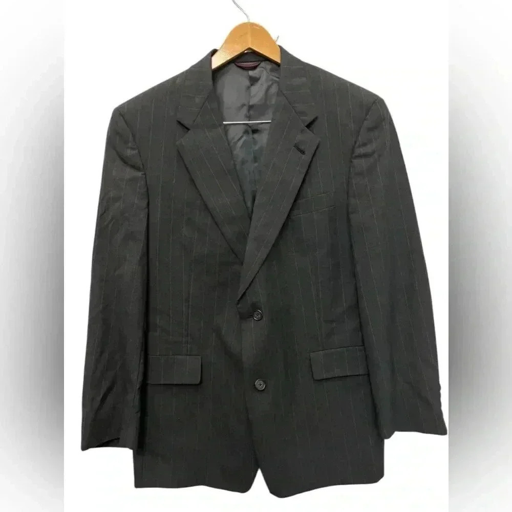 VINTAGE Hart Schaffner Marx Jacket M Gray Pinstripe Wool Sport Coat Blazer